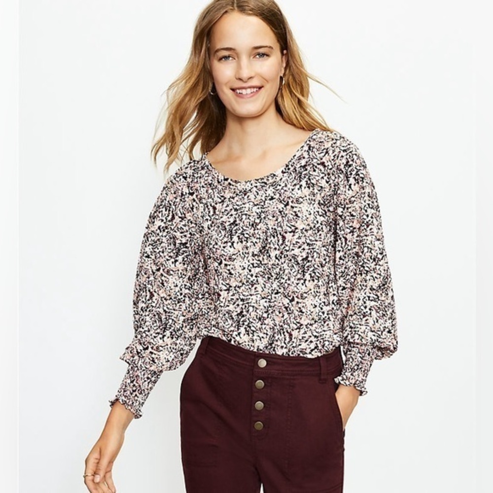 New LOFT Smocked Cuff Top